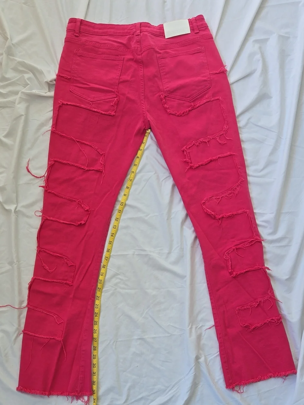 Men's Jeans Hot Pink With A Pattern On Front&Back, Fringe. Very Summery Pants. - Picture 8 of 9